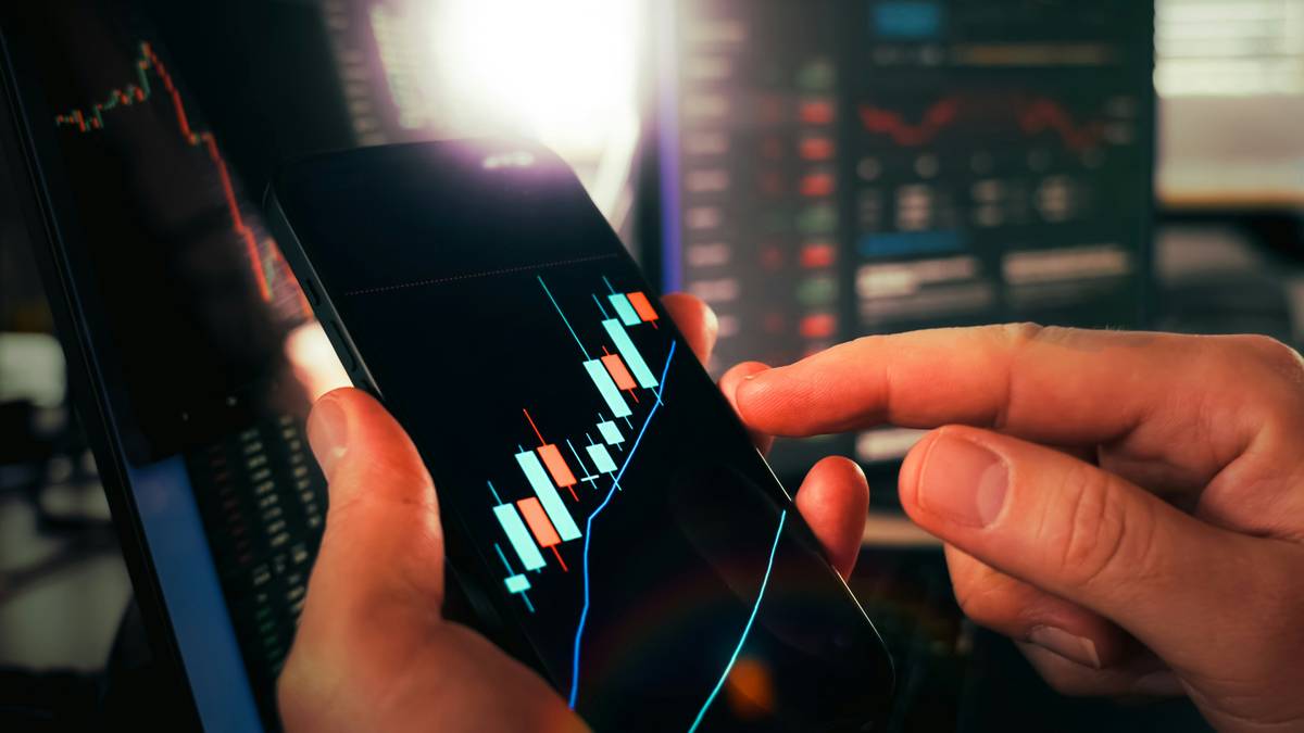 Screenshot of a virtual trading app tool showing portfolio dashboard with stock positions and P&L metrics